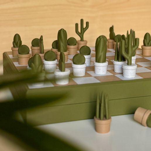 Foto-Etsy3.jpg Chessactus | Tablero de ajedrez 3D | Archivos digitales | Cactus planta 3D | Archivo digital 3D | Archivo 3D stl | Modelo 3D STL | Ajedrez 3D | Suculenta 3D