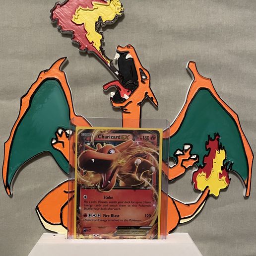 POKEMON CARD DISPLAY CHARIZARD CARD HOLDER - Beckett Version STL File  for 3D printingCults