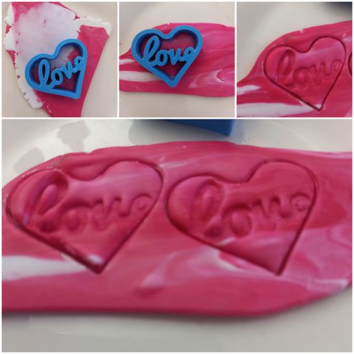 Valentines Love is all Around heart clay/cookie imprint cutter 3D model