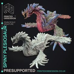 Spiny-Plesiosaur-1.jpg Fichier 3D Plésiosaure épineux - Partie de chasse - PRESUPPORTE - Illustré et Stats - Echelle 32mm・Objet imprimable en 3D à télécharger