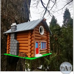 001.jpg STL file LOG CABIN BIRDHOUSE・3D print design to download