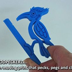woodpeckerz_display_large.jpg Free STL file WOODPECKERZ... moving one piece print that pecks, pegs and clips!・3D printable model to download, Muzz64