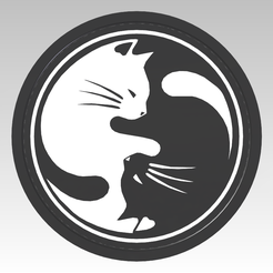 Cat-yin-yang.png STL file Cat yin yang・3D printer model to download