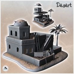 1-PREM.jpg Wüstenhaus mit Kuppel auf dem Dach und Flachdach (9) - Canyon Sandy Landscape 28mm 15mm RPG DND Nomad Desertland African