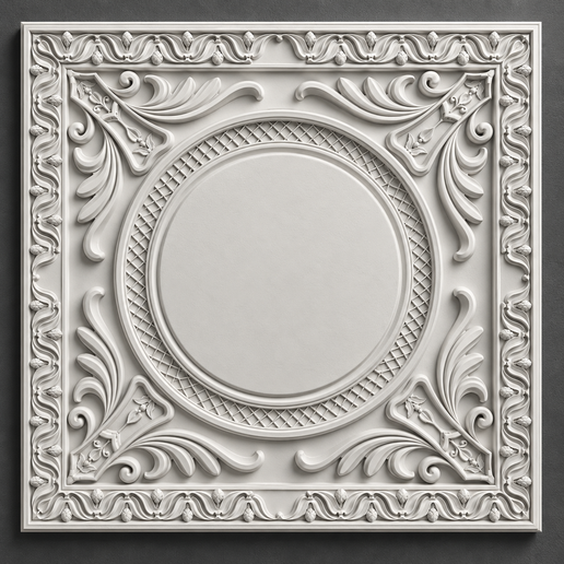 Neoclassical Square Ceiling Medallion STL File For CNC Wood Carving And 3D Printing