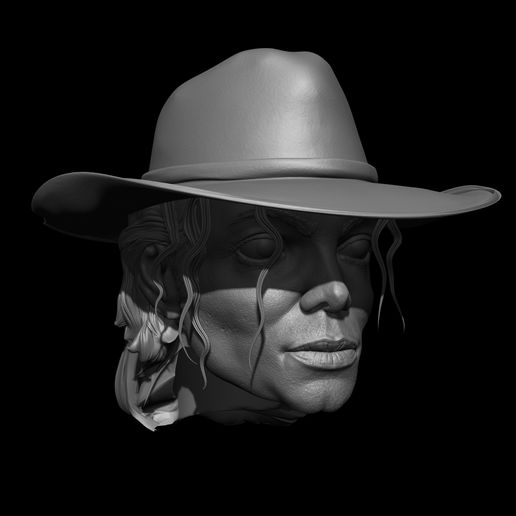 9.jpg Michael Jackson Headsculpt - Hat Version - 1:6 & 1:12 Scale STL & OBJ
