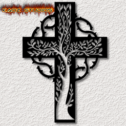 project_20230927_1647045-01.png Fichier STL art mural croix vivante décoration murale religieuse 2d art・Plan imprimable en 3D à télécharger