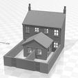 Terrace LRR 1f-W-01.jpg N Gauge Low Relief Rear Terraced House With Single Storey Extension and walls