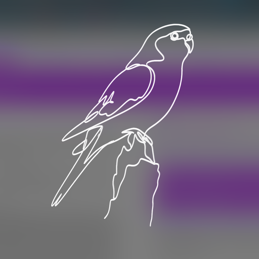 Blue-winged Parrot 1 lineart 3d printed