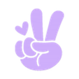 B 7.stl Friedenszeichen - Hand Herz Silhouette