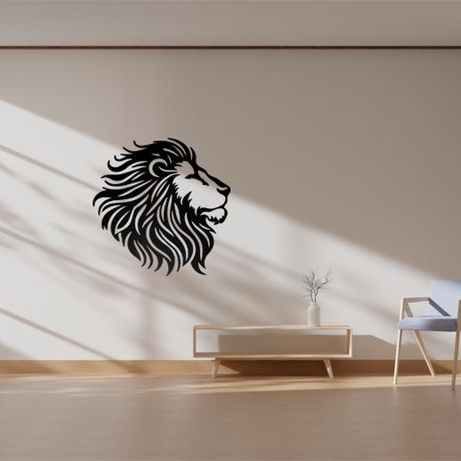 mockup5.jpg 013 Lion Head Wall Decor Art 3D Print Laser Cut Files