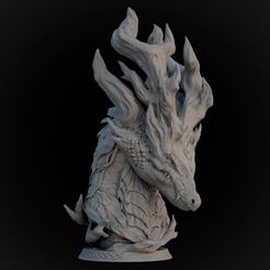 retake02.png OBJ file Dragon bust/head - miniature - fantasy figurine・3D printing idea to download, PatMat_