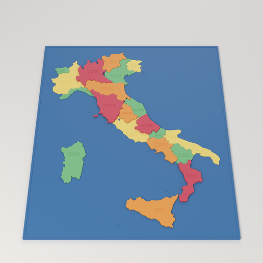 Italy Regions Puzzle (Puzzle delle Regioni d'Italia) - All 20 Regions Are Loose Pieces That Drop Into the Board