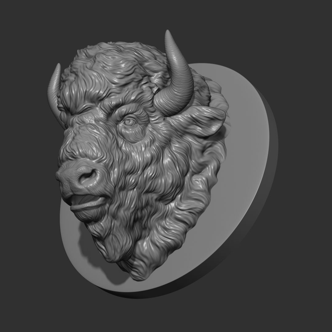 7.jpg Download OBJ file Bison angry head • 3D printing design, guninnik81
