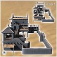 3.jpg Oriental building with balcony, perimeter wall and corner tower (12) - Medieval Modern Oriental Desert Old Archaic East 28mm 15mm RPG