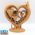 Heart-and-Roses-Ornament-02.jpg STL-Datei Herzen und Rosen Ornament an Ort und Stelle ohne Stützen für Mütter Tag gedruckt・3D-druckbare Vorlage zum herunterladen