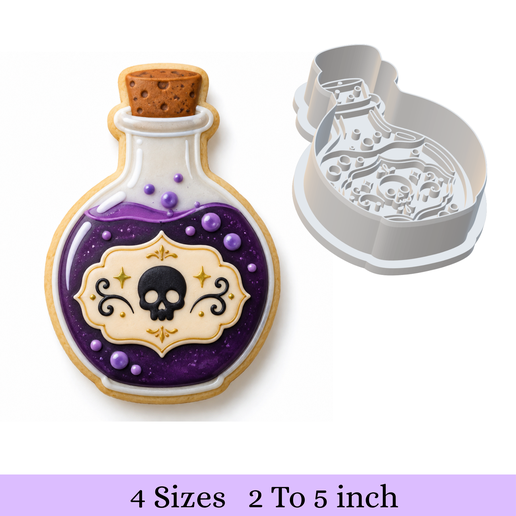 Potion Bottle Cookie Cutter + Stamp – 4 Sizes