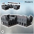 1-PREM.jpg Ruined building with a large colonnaded passage, an upper floor with pediments, and a slate roof (36) - Modern WW2 WW1 World War Diaroma Wargaming RPG Mini Hobby