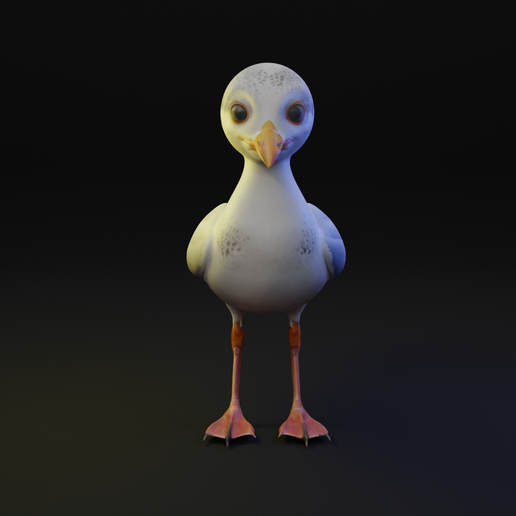 Seagull Cartoon Animal 3D model