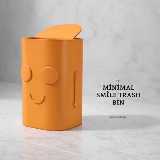 Minimal Trash Bin with Lid – Modern Waste Basket | 3D Printable STL