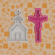 untitled.png cross and church COOKIE CUTTER set of 2