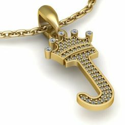 pandand2.jpg COLLIER PENDENTIF COURONNE J LETTRE TRENDY MODÈLE IMPRIMABLE EN 3D
