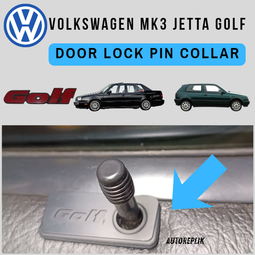 GOLF Logo Door Lock Collar Ring Secure Door for PIN Volkswagen Jetta/Golf Mk3 – STL File (9 designs sold separately)