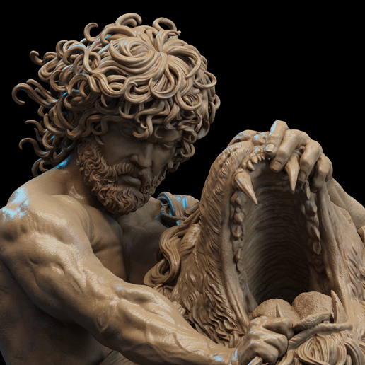 Samson vs. the Lion Bust 3D Print