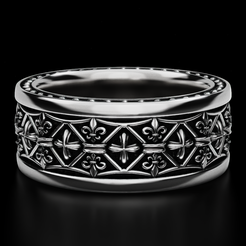 Scene_Package_ArtSpeshal_VINS2.2810.png STL file Cross ring with fleur-de-lis 3D printable model 682・Model to download and 3D print