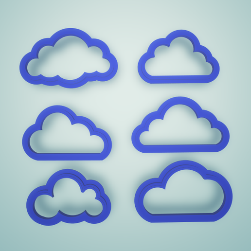 polymer clay cutter "clouds" 6 types x 4size +25 file 3D model