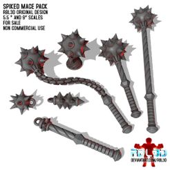SPIKED MACE PACK RBL3D ORIGINAL DESIGN 5.5." AND 9” SCALES FOR SALE NON COMMERCIAL USE {.. tr Oe Vis DEVIANTART.COM/RBL3D Fichier OBJ Pack Mace pour figurines・Plan pour impression 3D à télécharger