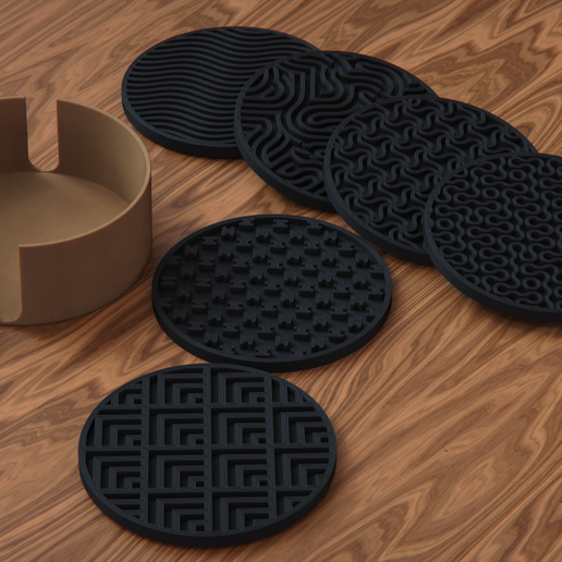 🎁 Abstract Design Coasters・Free 3MF File for 3D printing and CNC ...