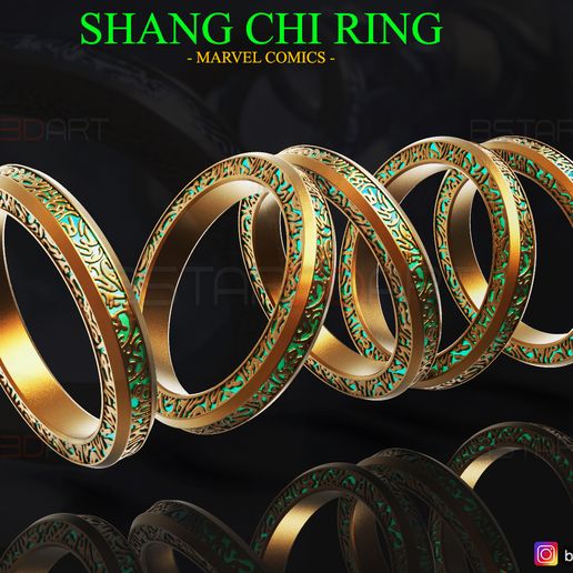 001.jpg Download STL file Shang Chi Ring - Shang Chi bracelet - Marvel Comics - High Quality Details • 3D printer model, Bstar3Dart