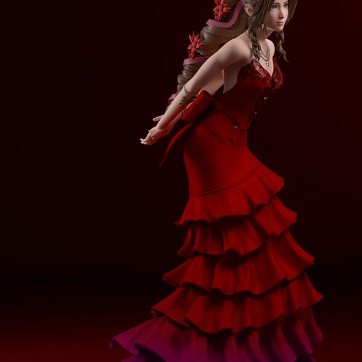 Preview5.jpg Final Fantasy 7 Remake - Aerith Gainsborough Red Dress Version 3D print model