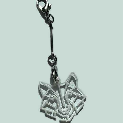 Geometric Wolf Head Keychain – STL File for 3D Printing 3D model