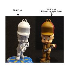 elmer-plain-vs-painted1.jpg Fichier STL gratuit Elmer Fudd - Pièce unique・Objet à télécharger et à imprimer en 3D
