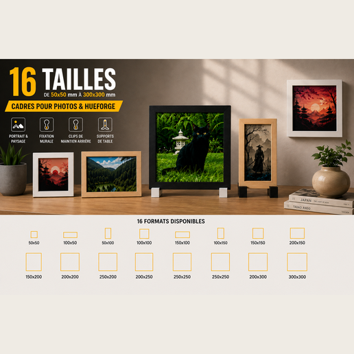 Cadres universels Photo & HueForge – Multi-formats