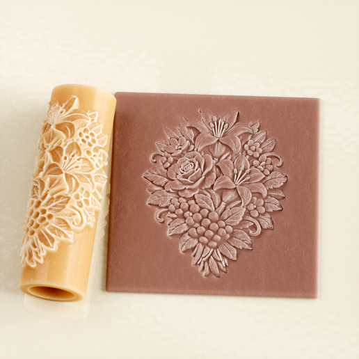 Lily and Rose Relief Texture Roller STL File – Digital Download