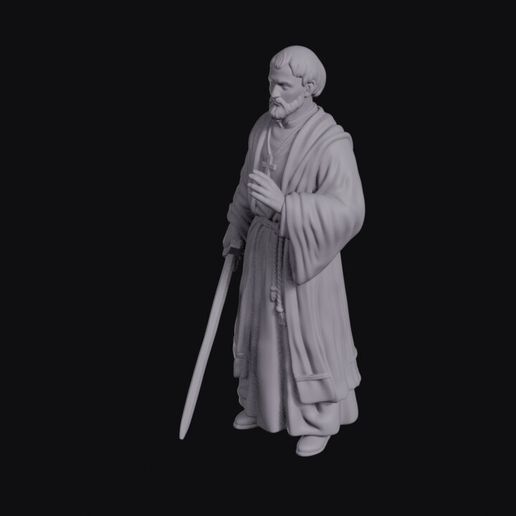 Priest_with_Sword_0015.jpg Robed Monk Holding A Sword And Blessing