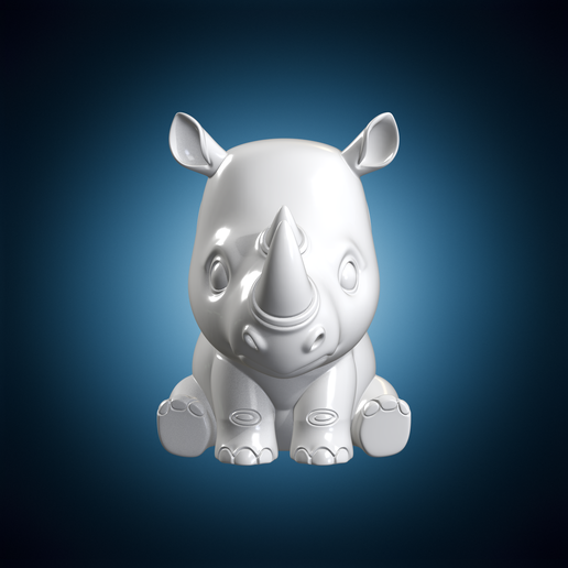Baby Rhino Sculpture 3D Print Model