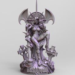 Lady-Death.1.jpg 3D file Lady Death on Throne・Design to download and 3D print, Tchelos