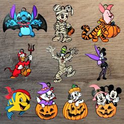 hallow.jpg STL file Lot 10 Disney Halloween Ornaments・Template to download and 3D print