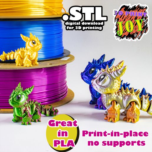 🐉 Flexi Dragon STL print in place・ 3D File for 3D printing・Cults