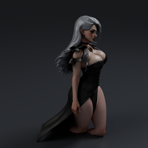 Gothic Female 2 3D printable STL miniature