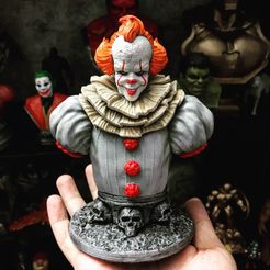 A8B20293-232C-4002-A0ED-5524B9187322.jpeg STL file Pennywise Bust High quality - IT chapter Two - Halloween 3D print・3D print design to download