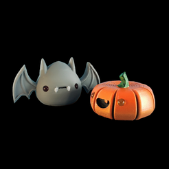 Holloween-Bat-and-Pumpkin-3.jpg Cute Halloween Decorations Bat and Pumpkin with LED Eyes Print in Place