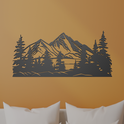 Mountain-Landscape-2.png STL file Mountain Landscape Wall Art・Design to download and 3D print