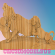 3.png Lions hunting Buffalo 3D MODEL STL FILE FOR CNC ROUTER LASER & 3D PRINTER