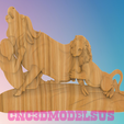 3.png Lions chassant des buffles MODÈLE 3D STL FILE POUR ROUTER CNC LASER & IMPRIMANTE 3D