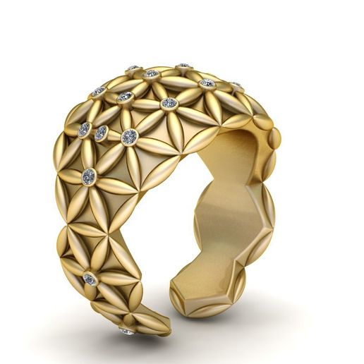 Luxury Gold Geometric Ring with Sparkling Stone Accents
